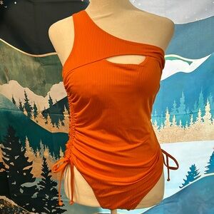 New Women’s asymmetrical, orange bathing suit